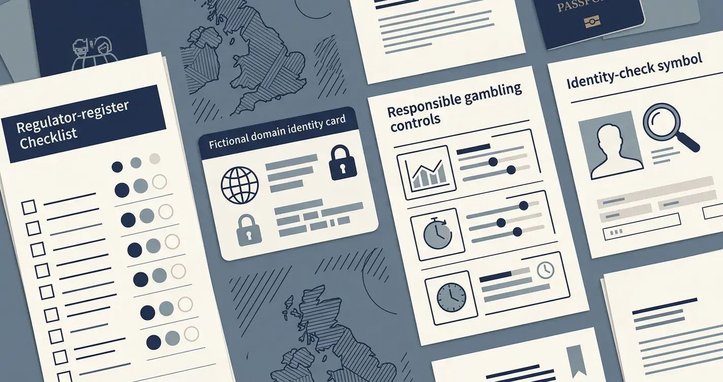 Editorial illustration of casino licensing and safety topics for UK readers